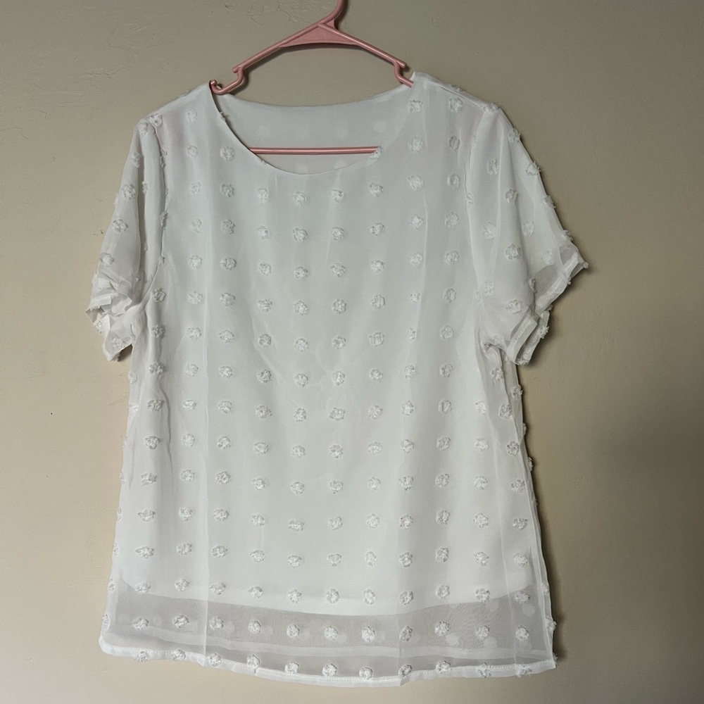 Otherwild White Boxy Blouse with Round Neckline